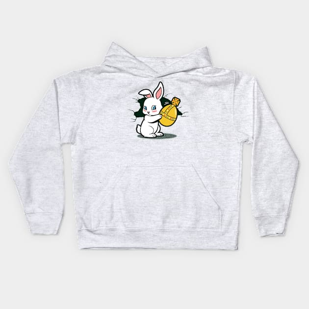 Cute Kawaii Killer Rabbit Easter Bunny Cartoon Kids Hoodie by BoggsNicolas